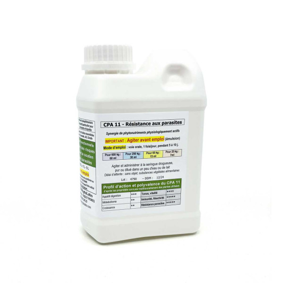 Bidon 1 litre de CPA 11 Augmentation de la résistance aux parasites